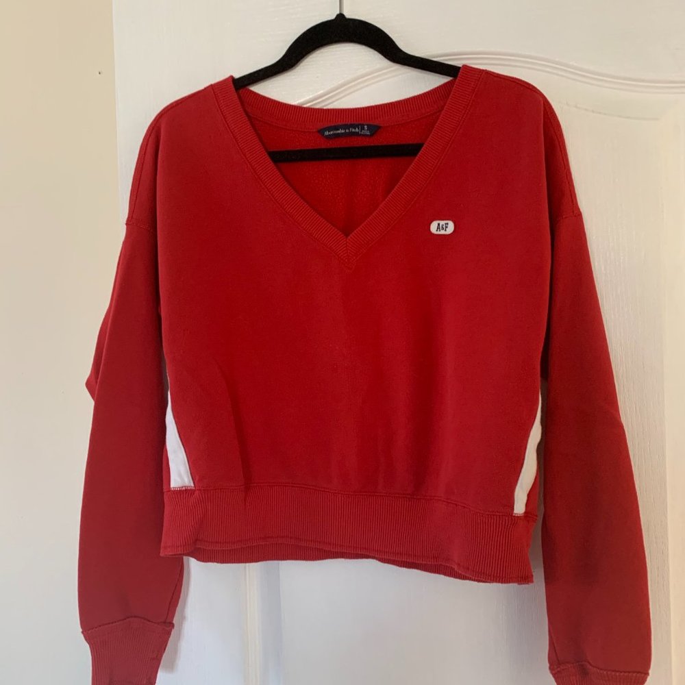 Abercrombie & Fitch Red V Neck Sweatshirt